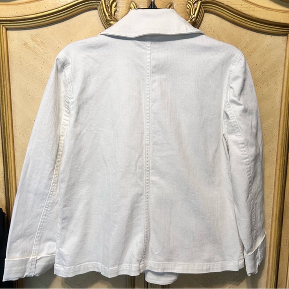 Chaps White Denim Double Breasted Trench Jacket Large - Picture 4 of 10
